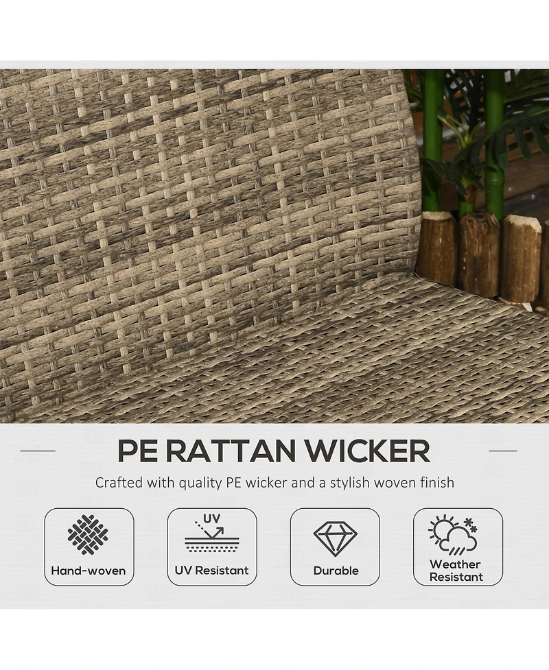 Outsunny Patio Furniture Set, 4 Piece Outdoor Rattan Conversation Set with 2 Armchairs, Cushions, Loveseat Sofa & Coffee Table for Porch, Poolside, La