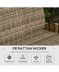 Outsunny Patio Furniture Set, 4 Piece Outdoor Rattan Conversation Set with 2 Armchairs, Cushions, Loveseat Sofa & Coffee Table for Porch, Poolside, La