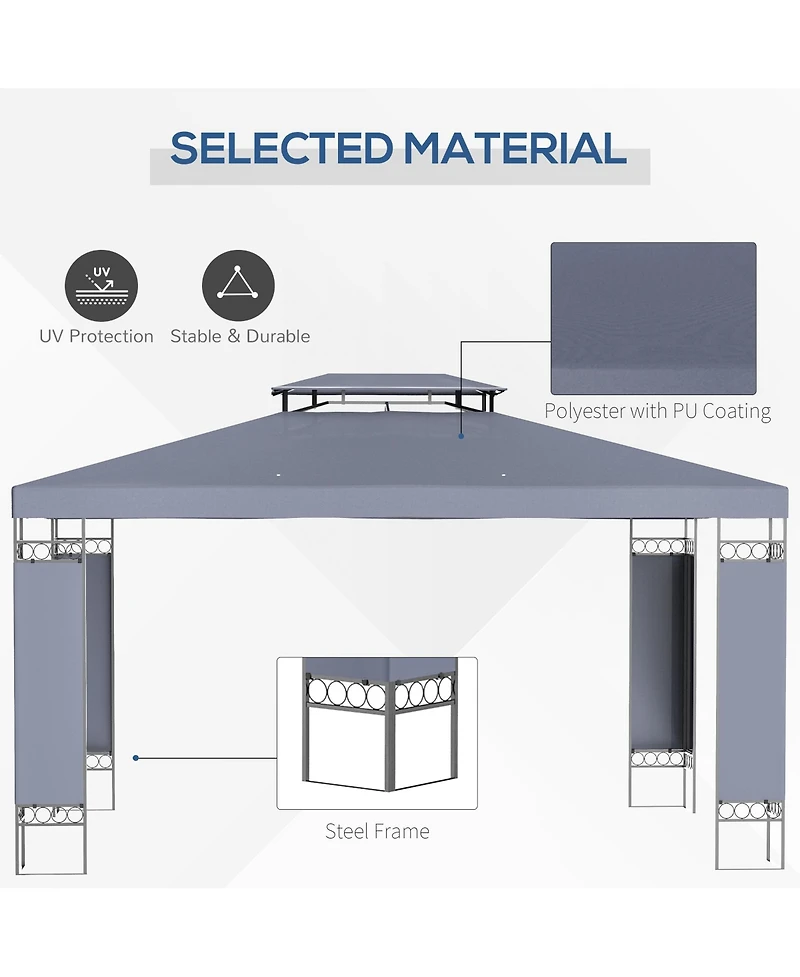 Outsunny 13' x 10' Gazebo for Patio w/ Steel Frame, Double Canopy,