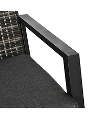 Outsunny 4 Piece Patio Furniture Set, 2 Pe Wicker Chairs, Loveseat,