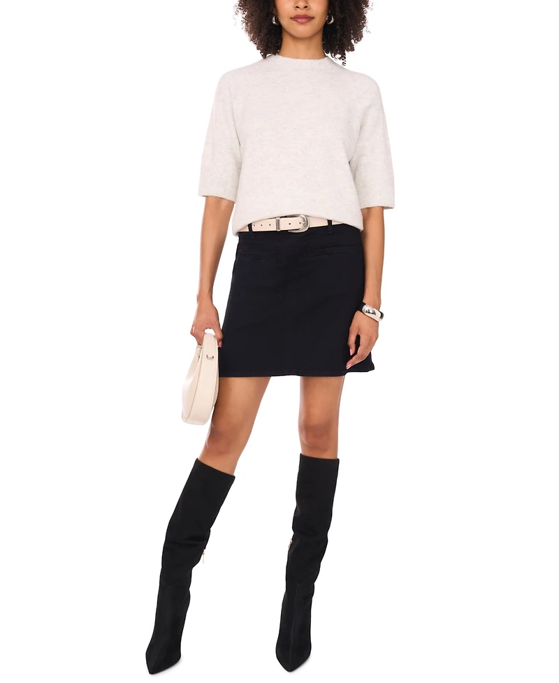 Vince Camuto Women's Cozy Mock Neck Short-Sleeve Sweater