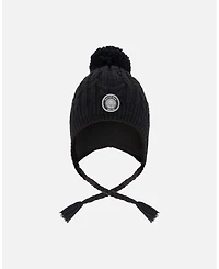 Deux par Kids Unisex Lined Winter Hat with Pompom Black - Toddler|Child