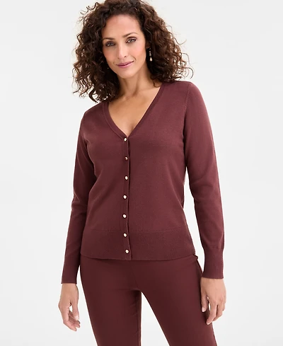 Jm Collection Women's V-Neck Button-Front Cardigan, Macy's Exclusive