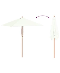 Outdoor Parasol with Wooden Pole 59.1"x78.7" Sand