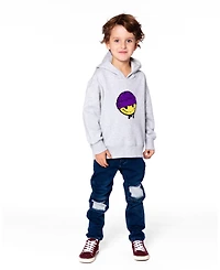 Deux par Boy Pullover Fleece Hooded Sweatshirt Light Heather Gray