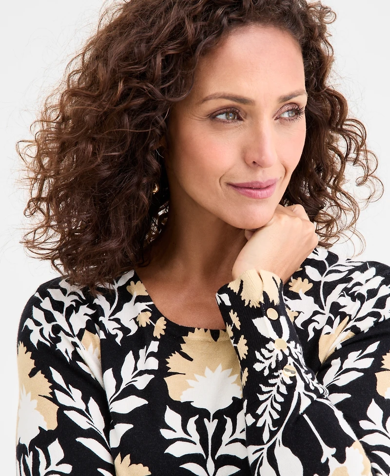 Jm Collection Women's Printed Crewneck Sweater, Macy's Exclusive