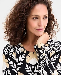 Jm Collection Women's Printed Crewneck Sweater, Macy's Exclusive