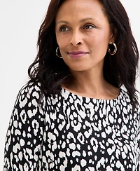 Jm Collection Women's Printed 3/4-Sleeve Boat-Neck Top, Macy's Exclusive