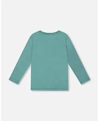 Deux par Boy Long Sleeve Cotton Jersey Tee Shirt Sage Green