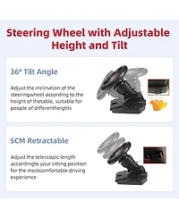 Nbcp 180°Gaming Racing Steering Wheel with Pedals & Dual Motors for Pc, Xbox, PS4, Switch – Adjustable Height, Tilt, Vibration, Strong Fix