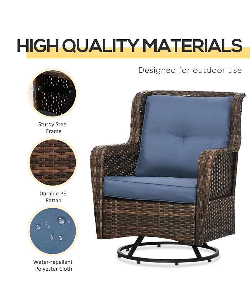 Outsunny Patio Bistro Set, Rocking & 360° Rotation, Porch Furniture