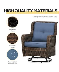Outsunny Patio Bistro Set, Rocking & 360° Rotation, Porch Furniture