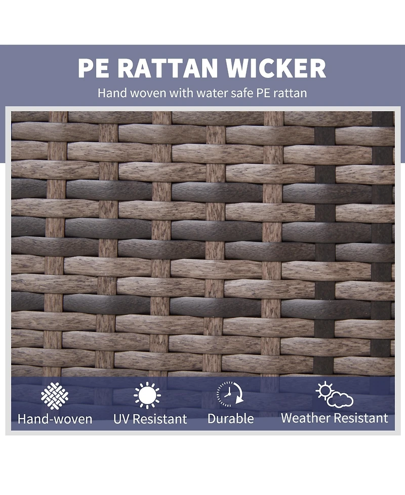 Outsunny Outdoor Recliner Chair, Pe Wicker Furniture, Dark