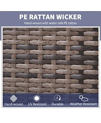 Outsunny Outdoor Recliner Chair, Pe Wicker Furniture, Dark