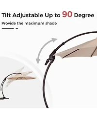 Mondawe 11ft Cantilever Umbrella w/ 360° Rotation & 90° Tilt, Powder-Coated Aluminum Frame