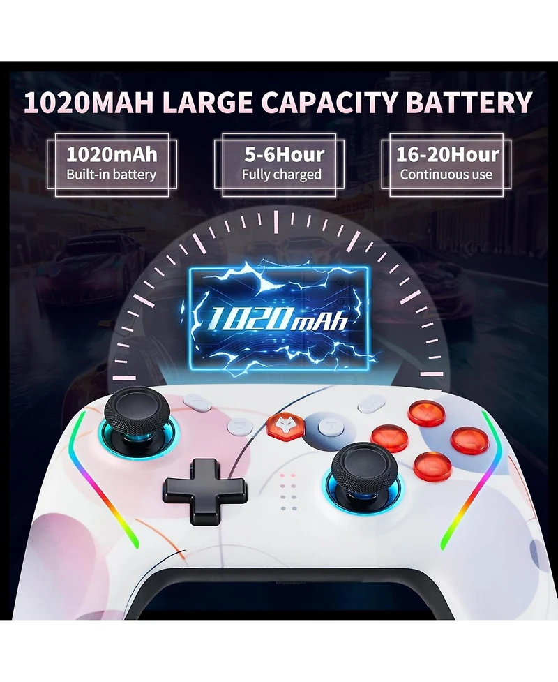 Nbcp Wireless Switch 2 Pro Controller with Back Buttons, Rgb 7-Color Light, 6-Axis Gyro, Turbo, One-Touch Start, Compatible with Switch, Android, iOS,