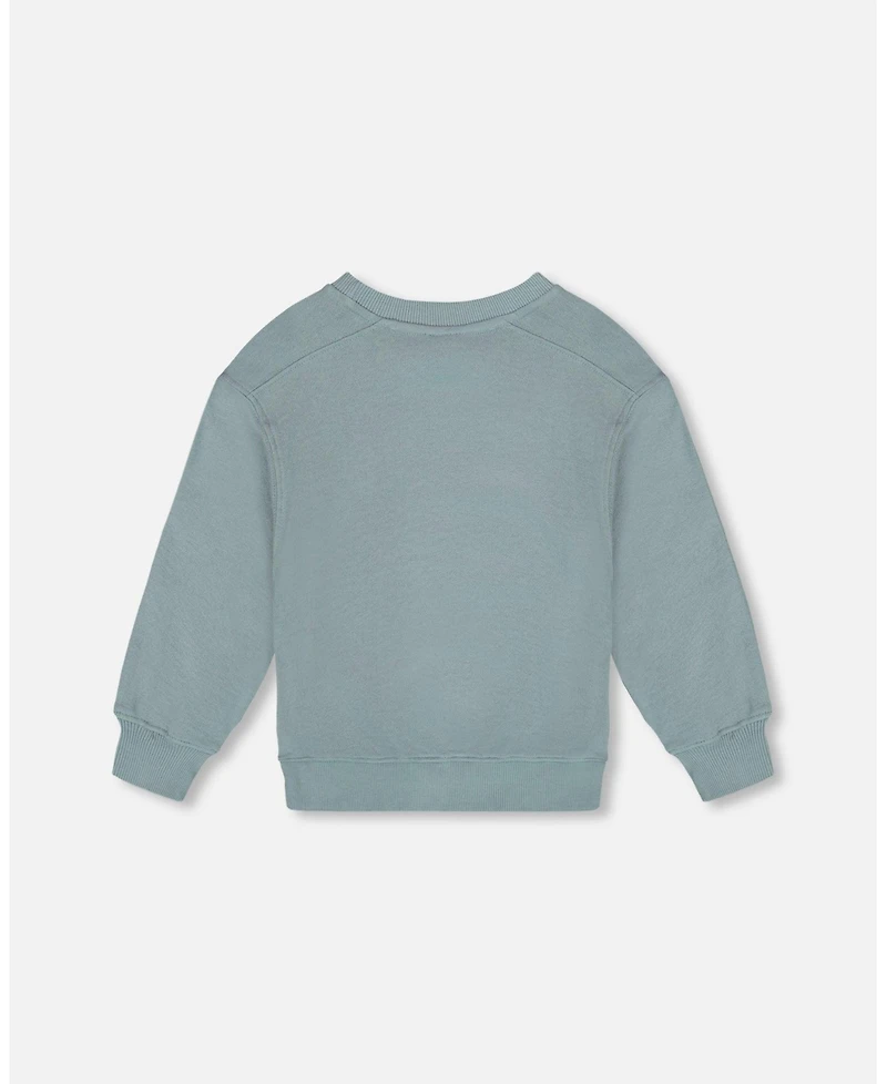 Deux par Toddler Boys Animated Print French Terry Sweatshirt Sage Green - Toddler|Child