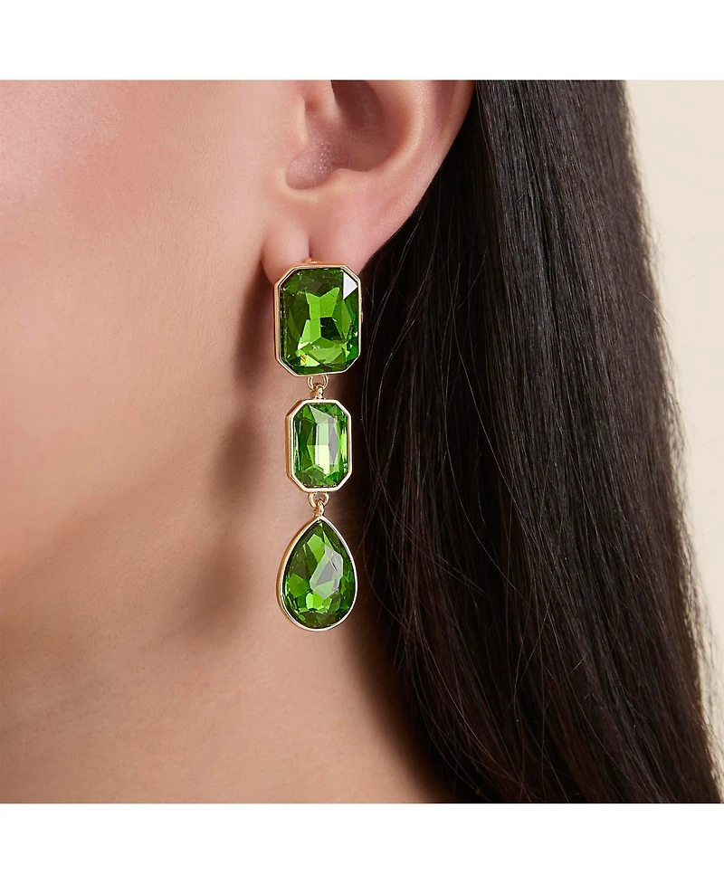 Jessica Simpson Green Crystal Drop Earrings