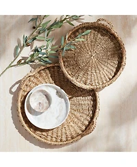 Napa Home & Garden Sawyer Round Trays With Handles, Natural Mendong Rattan, 2pc
