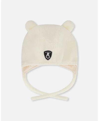 Deux par Toddler Unisex Lined Sherpa Hat with Ear Flaps Off-White - Baby|Toddler