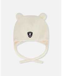 Deux par Toddler Unisex Lined Sherpa Hat with Ear Flaps Off-White - Baby|Toddler