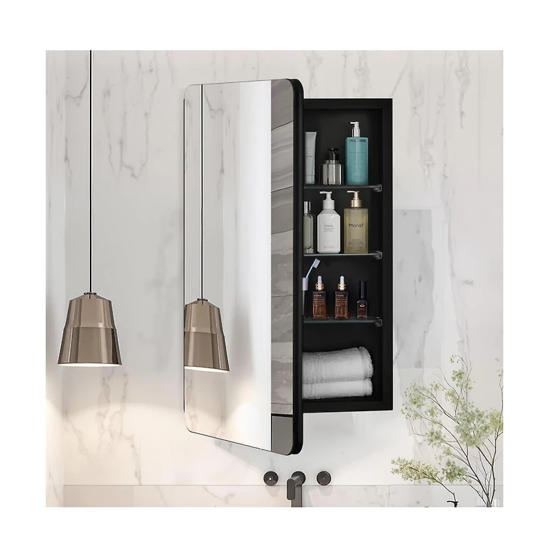 Slickblue Mirror Medicine Cabinet with Adjustable Interior Shelves for Bathroom Organization