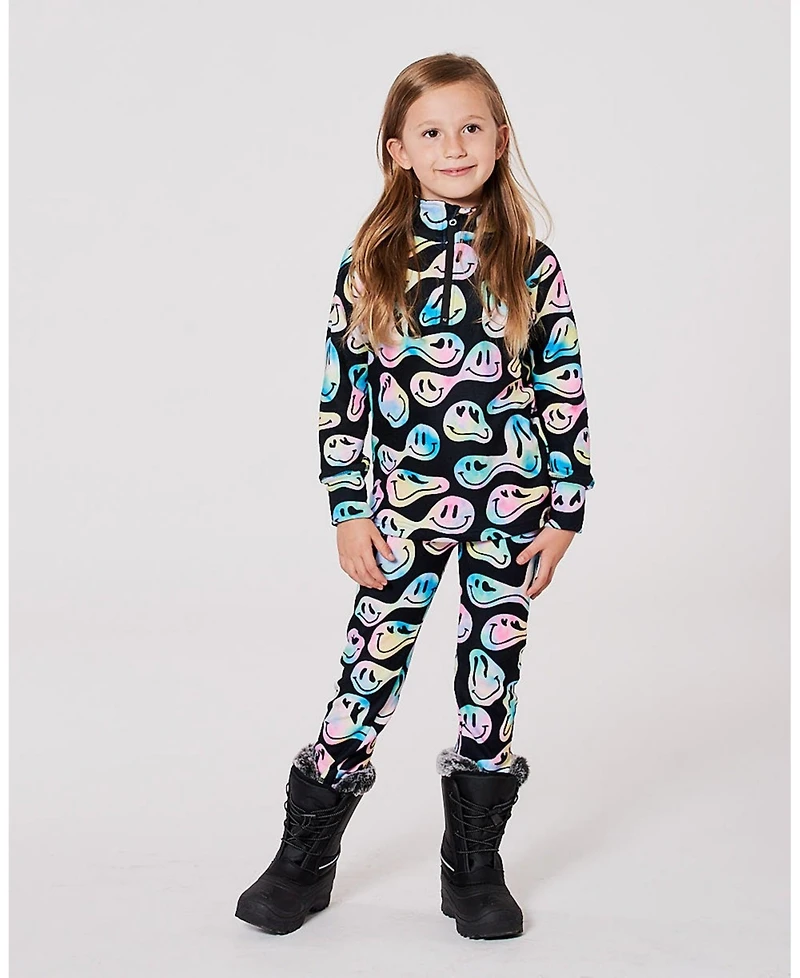 Deux par Girl Two-Piece Thermal Underwear Set Smiley Face