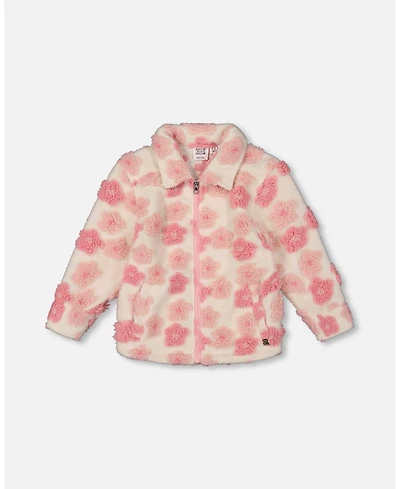 Deux par Girl Sherpa Overshirt Off-White and Pink