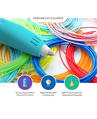 myFirst 3dPen Make (Blue) Multi-Speed Printing Drawing Pen with 6 Colorful Filaments, Stencil Book, and Charger