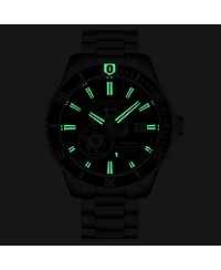 Stuhrling 1013 Men s Automatic Watch Swiss Movement Black Dial Black Bezel Stainless Steel Case and Bracelet 200M Water Resistant Diver Date Window