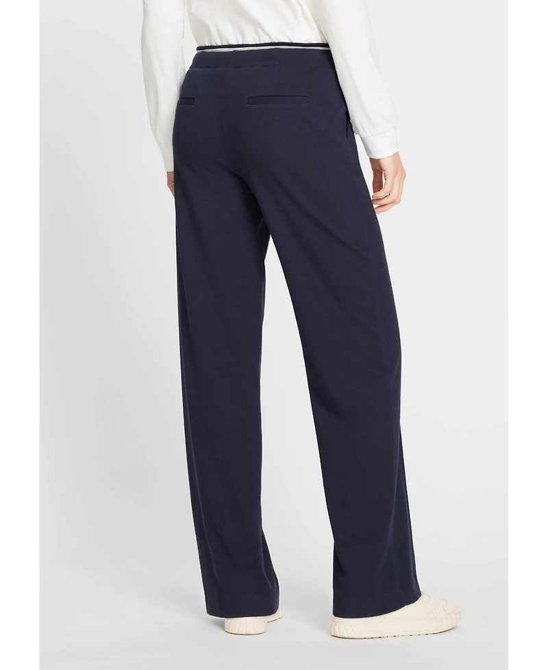 Olsen Women's Anna Fit Wide Leg Stretch Knit Drawstring Trouser