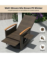 Gymax Set Of 2 Outdoor 360° Swivel Rattan Recliner Chair Patio Wicker Chaise Lounge Chair