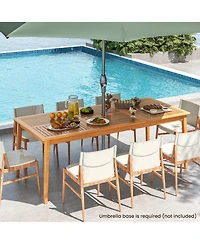Gymax 8-Person Outdoor Acacia Wood Dining Table w/ 1.96'' Umbrella Hole Rectangular