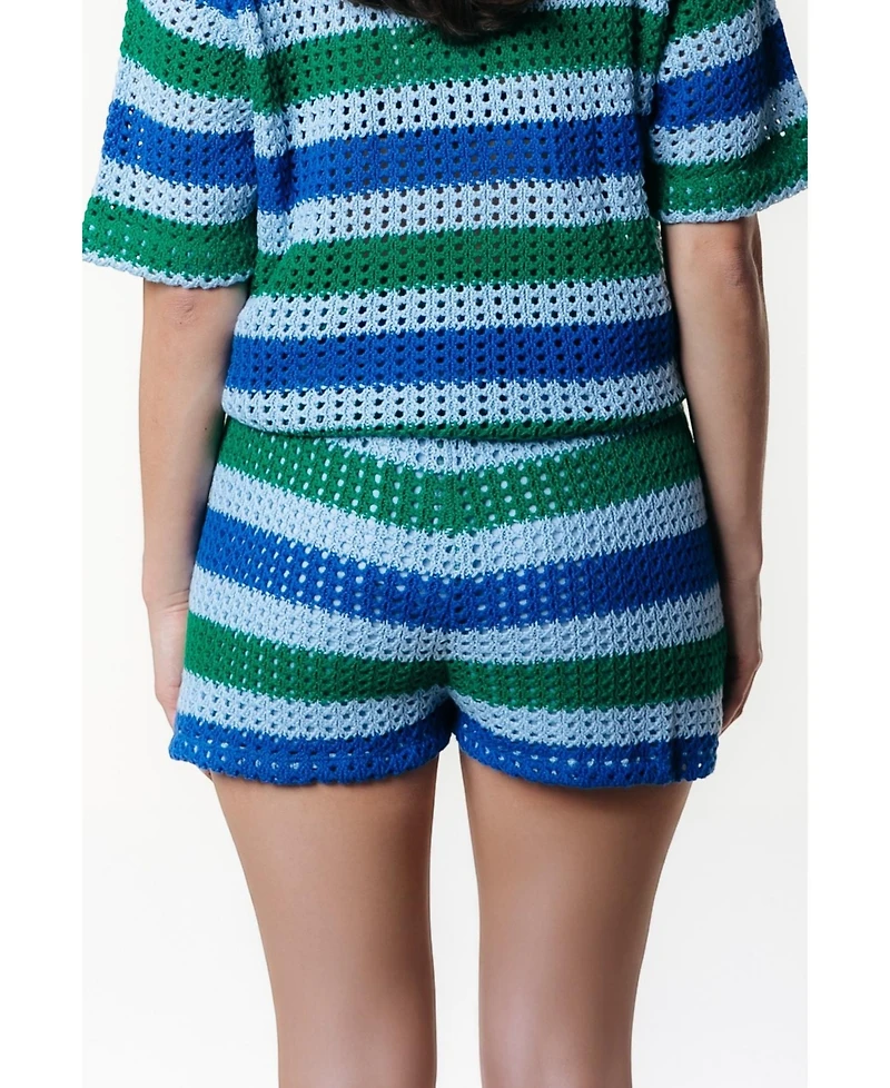 Colourful Rebel Women's Nolita Crochet Stripe Short
