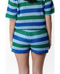 Colourful Rebel Women's Nolita Crochet Stripe Short