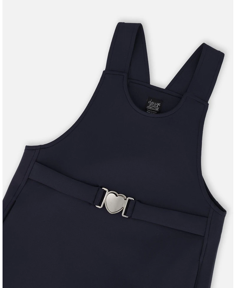 Deux par Girl Milano Jumper Dress Navy Blue with Buckle Detail