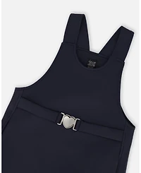 Deux par Girl Milano Jumper Dress Navy Blue with Buckle Detail