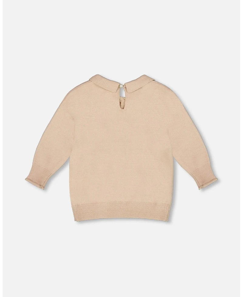 Deux par Girl 3/4 Sleeve Knitted Sweater Beige