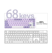 risokeys Portable 60% Mechanical Gaming Keyboard, Mk-Box Led White Backlit Compact 68 Keys Mini Wired Office Keyboard with Red Switch for Windows Lapt