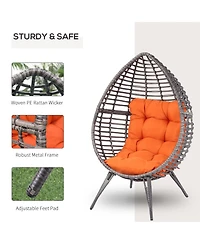 Outsunny Outdoor Indoor, Teardrop Egg Chair, Cushion, Plastic Rat,
