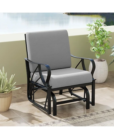 Gymax Patio Glider Chair Single Outdoor Rocking with Seat and Back Cushions
