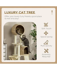 PawHut 59 Inch Cat Tree for Indoor Cats with Cat Condo, Hammock,