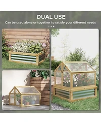 Outsunny Raised Garden Bed with Wooden Cold Frame, 35.5" x 31.5" x 36"