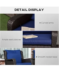 Outsunny Wicker Rocking Chair, Outdoor Rocker w/ Cushions