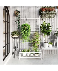 Outsunny 74" Tall Metal Plant Sd with Trellis and Hanging Bar,