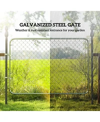 Outsunny Chain Link Fence Gate, Galvanized Steel Garden Gate