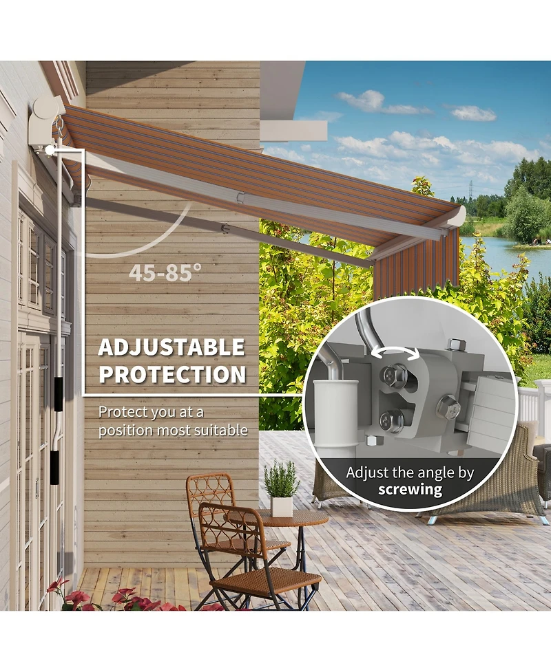 Outsunny 8' x 6.6' Patio Retractable Awning, Manual Sun Shade, Mixed