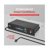 Pyle 19'' Rack Mount Power Conditioner - 3600 Watt Power Conditioner w/ 18 Outlets