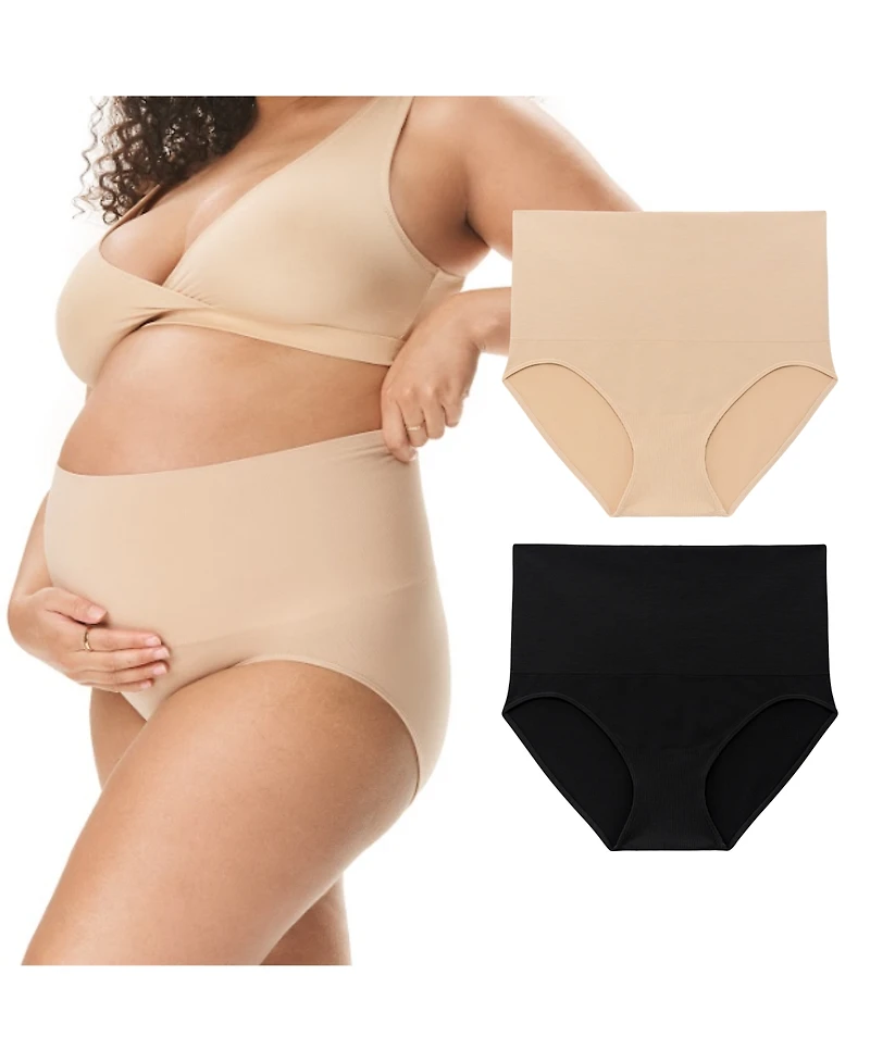 Motherhood Maternity Seamless Postpartum Shaper Panty with Belly Support, 2-Pack