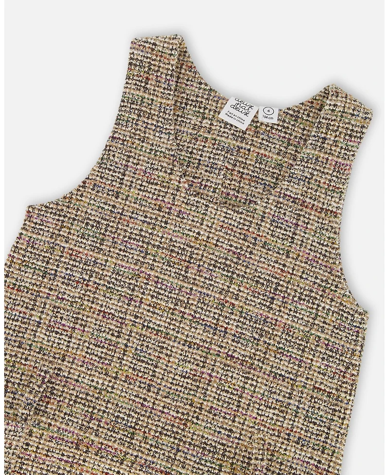 Deux par Girl Tweed Jumper Beige and Black